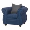 Juego de Living Black Factory Emili Sofá 3 Cuerpos + Dos Sillones 1 Cuerpo Azul