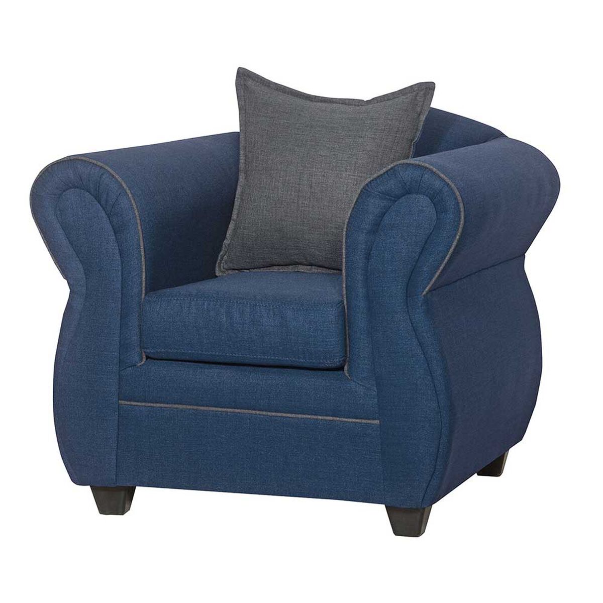 Juego de Living Black Factory Emili Sofá 3 Cuerpos + Dos Sillones 1 Cuerpo Azul