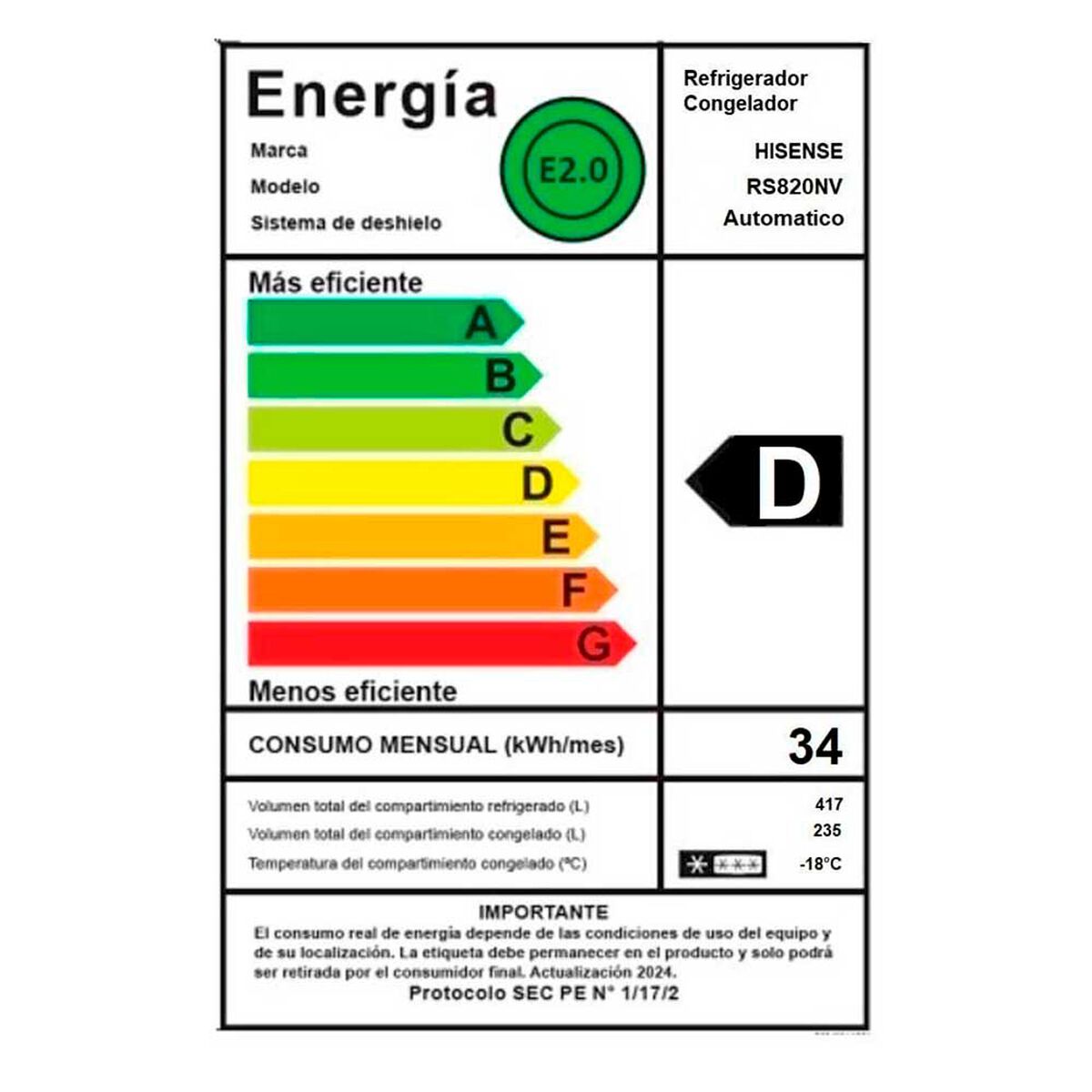 Refrigerador Side by Side Hisense RS820NV 652 L