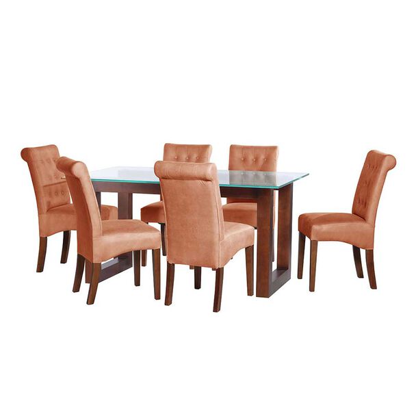 Juego de Comedor Latam Home Pamplona Granada 6 Sillas Lino Gris Oscuro