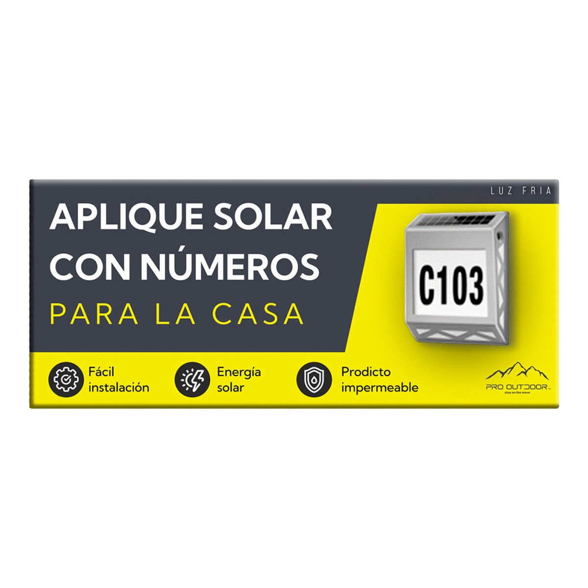 Aplique Solar Contra Agua Con Numeros De Casa Pro Outdoor