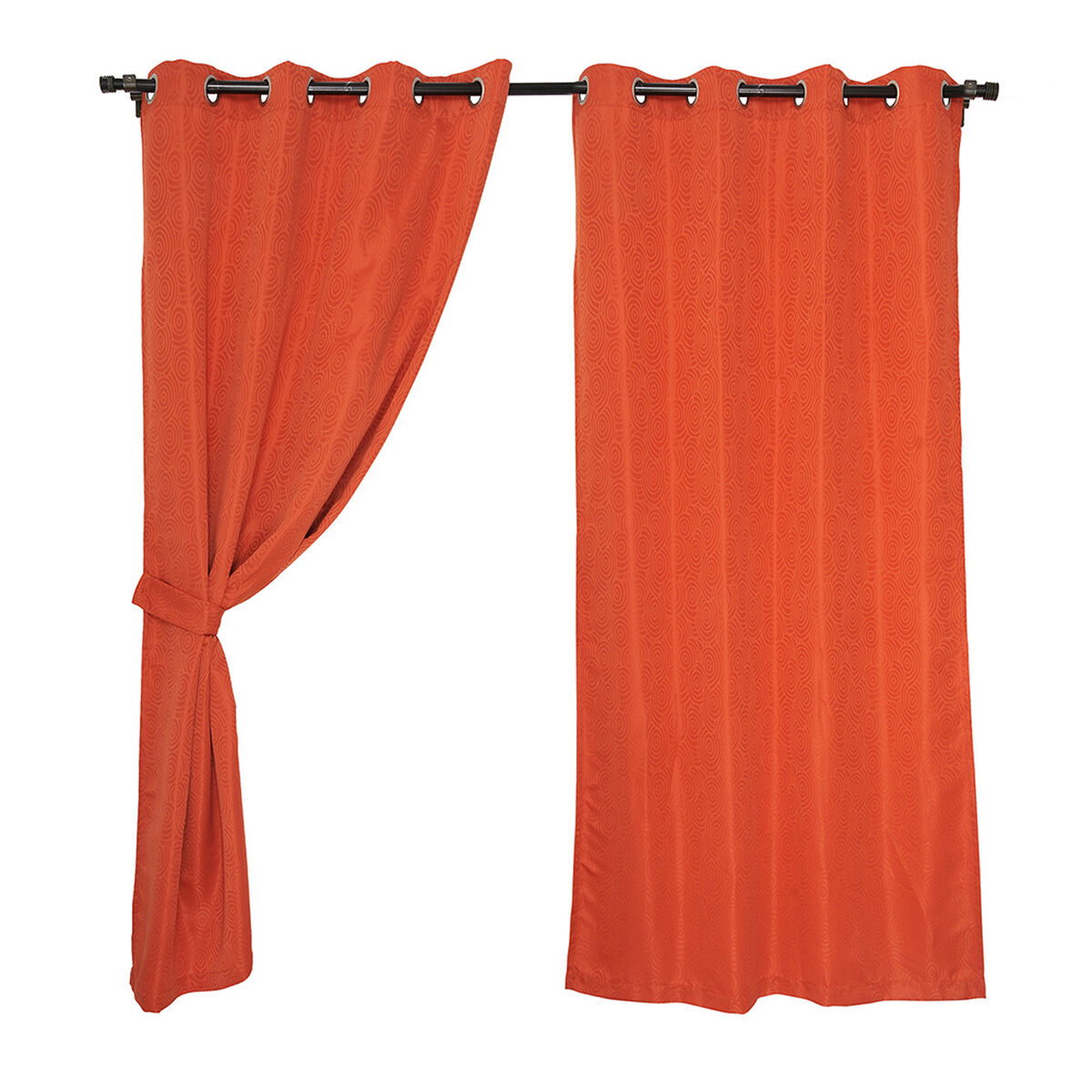 Set Cortinas Jacquard Argolla Nogal Terra 140X220+5 Cm