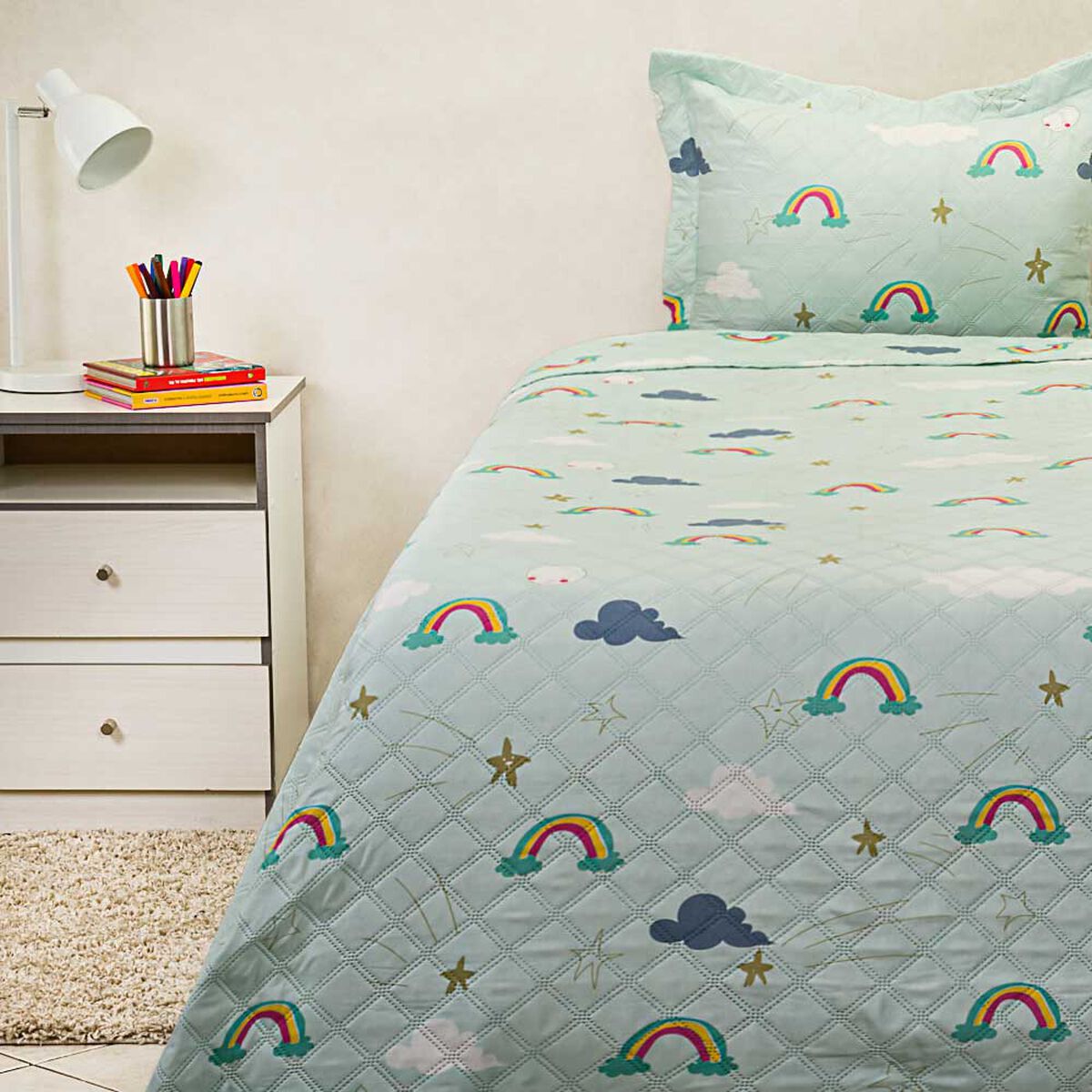 Cubrecama Infantil Estampado Casanova Kids 1,5 Plazas Rainbow