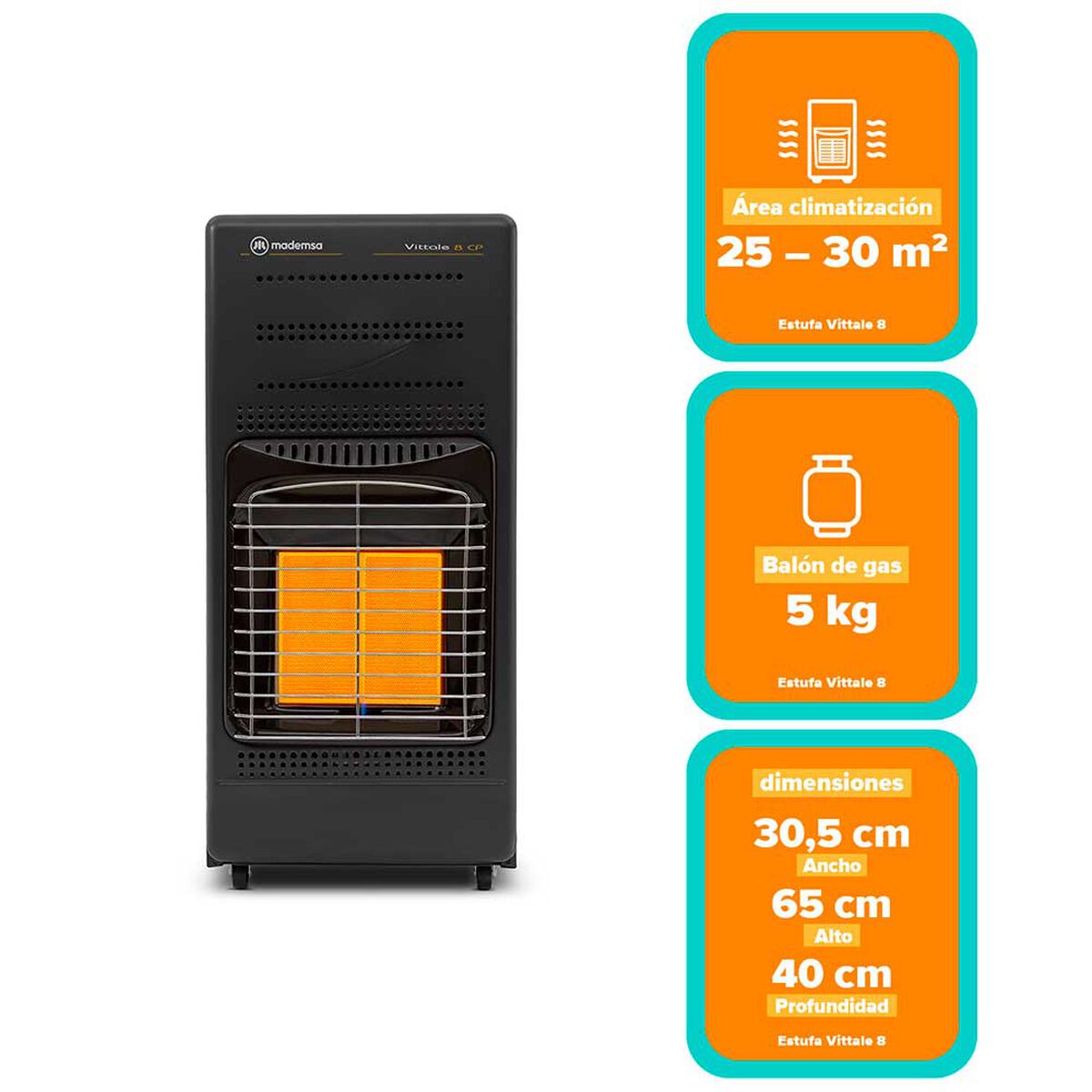 Estufa a Gas Mademsa Vittale 8 CP 5 kg.