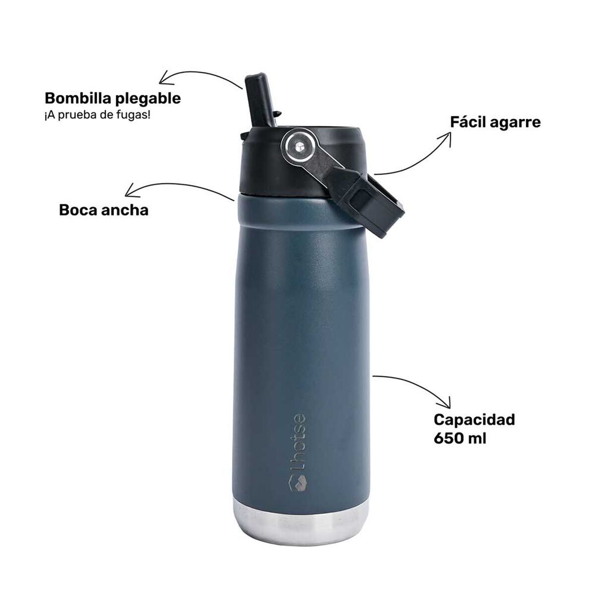 Botella Térmica Insulada Adventure 650ml Black Lhotse