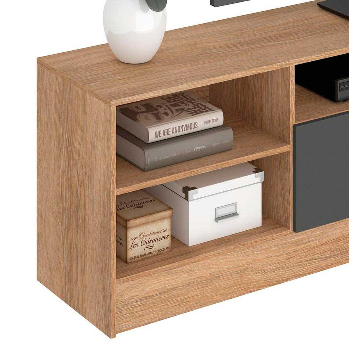 Rack TV Vekkahome Moyan 75 pulgadas Caf&eacute;