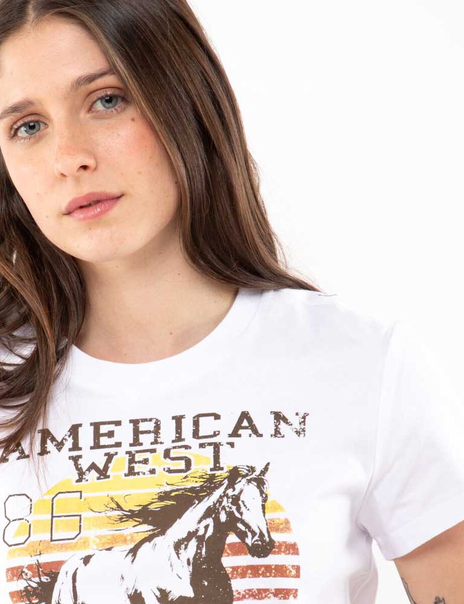 Polera Con Estampado Manga Corta Mujer Icono