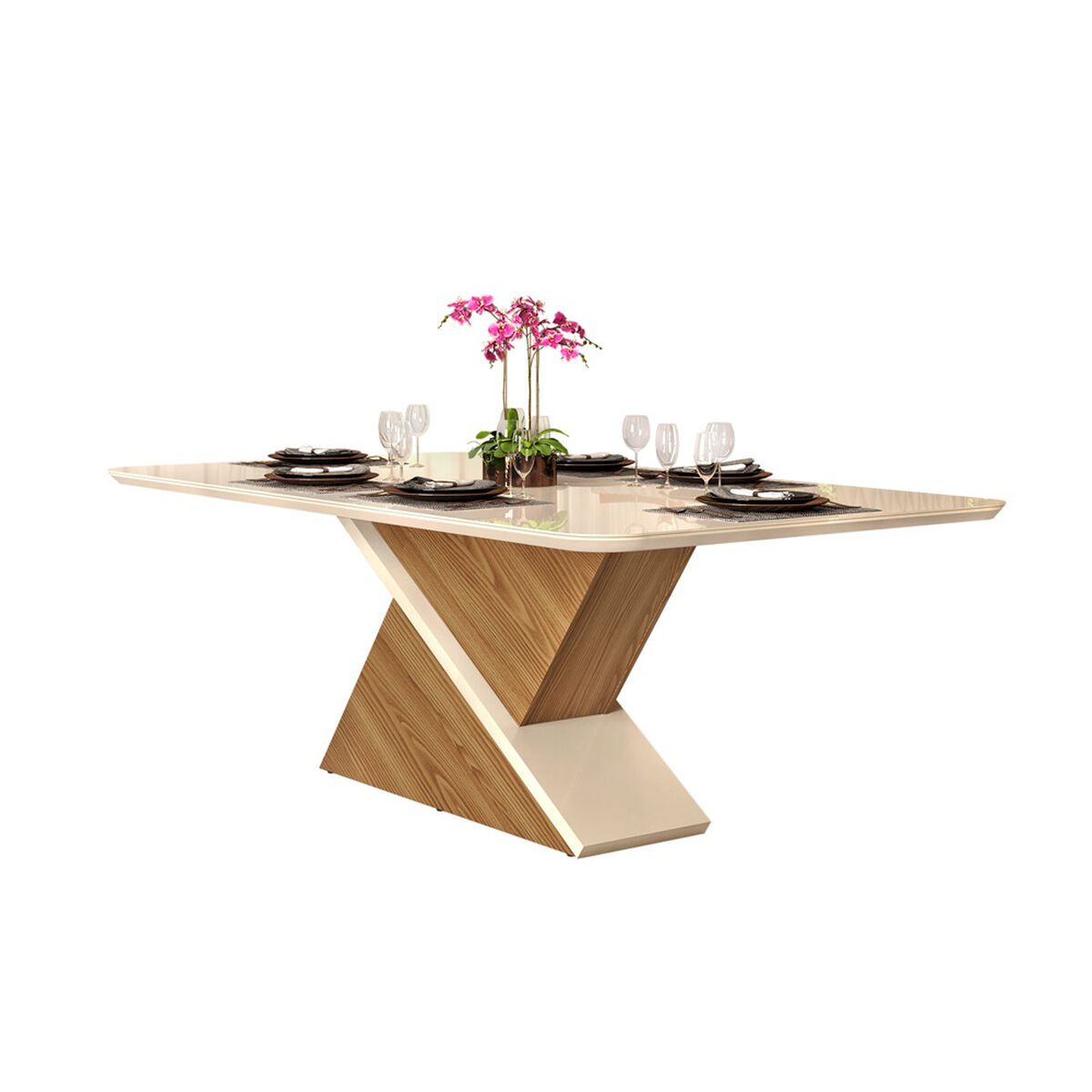 Juego de Comedor Di Poretti Stela 8 Sillas Beige