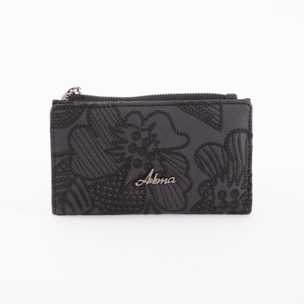 Billetera Boho Negra Eco Cuero Mujer Alma
