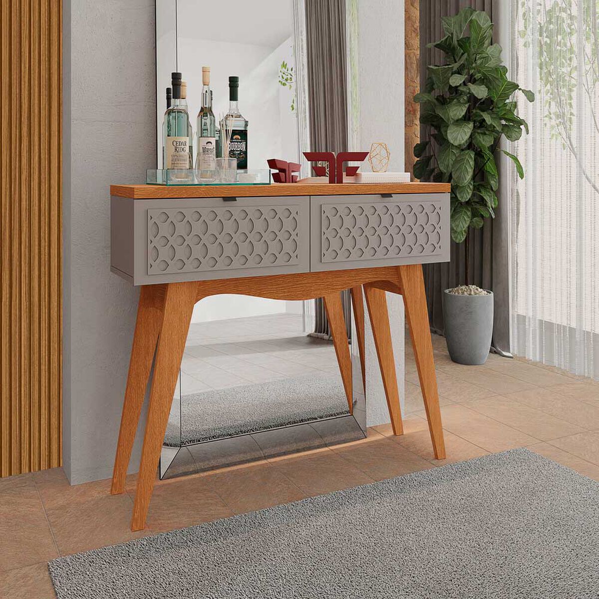 Mesa Arrimo Exit Isis Gris y Canela