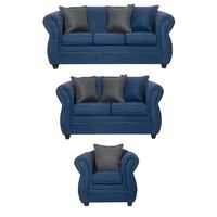 Juego de Living Black Factory Emili 6 Cuerpos Azul