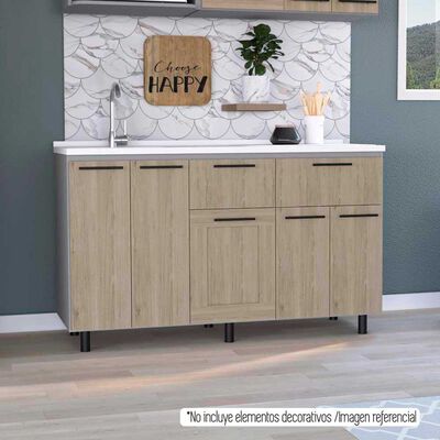Imagen 1 del producto Mueble de Cocina Lavaplatos TuHome Hasselt 5 Puertas 2 Cajones Gris Rovere