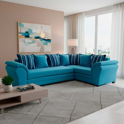 Sof&aacute; Seccional Derecho Living Factory Capri 5 Cuerpos Azul Piedra