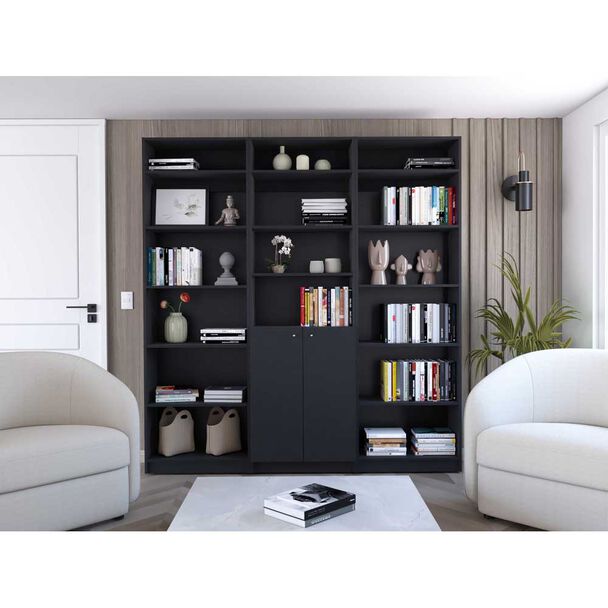 2 Estantes 5 Repisas + Estante 2 Puertas + 3 Complementos TuHome Home Wengue