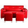 Juego de Living Bodevir Vivo PU 12 3 Cuerpos + Dos Pouf 1 Cuerpo Rojo