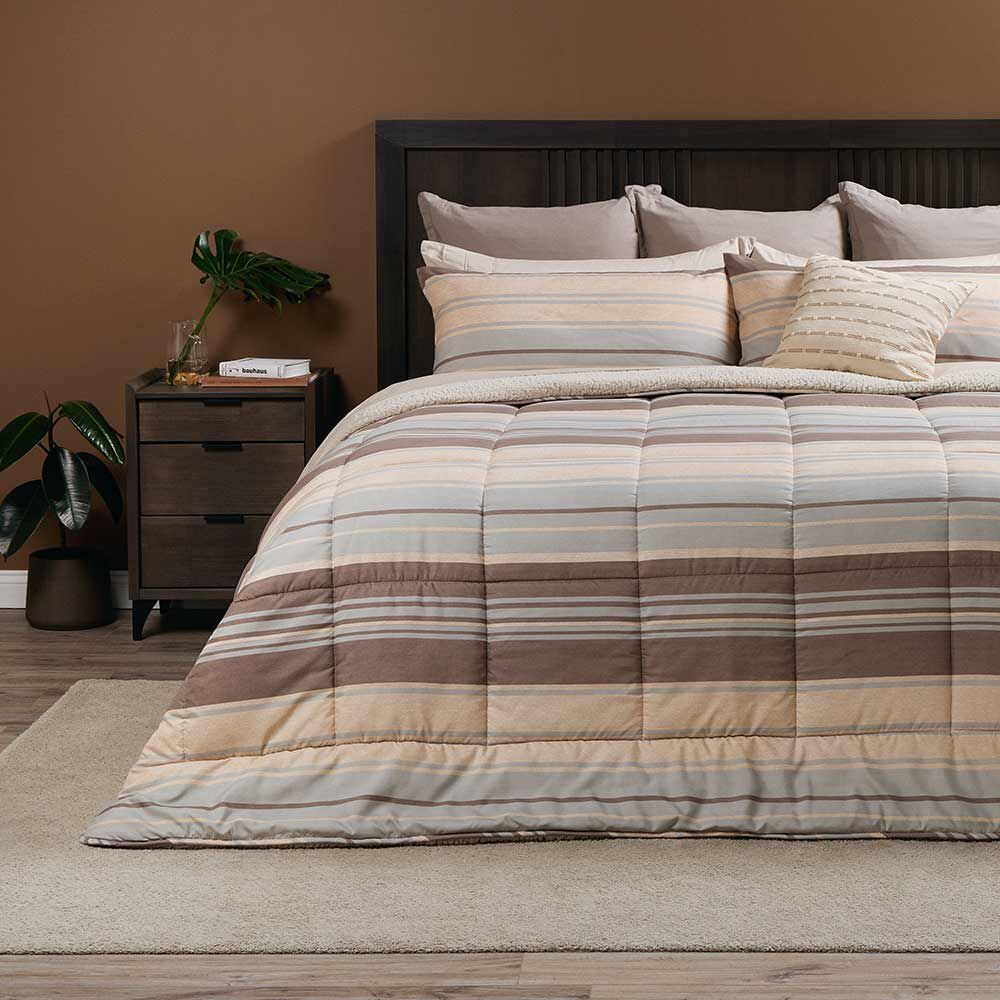 Plumón Rosen 2 Plazas Sherpa Alaska Louise Café/Beige/Gris