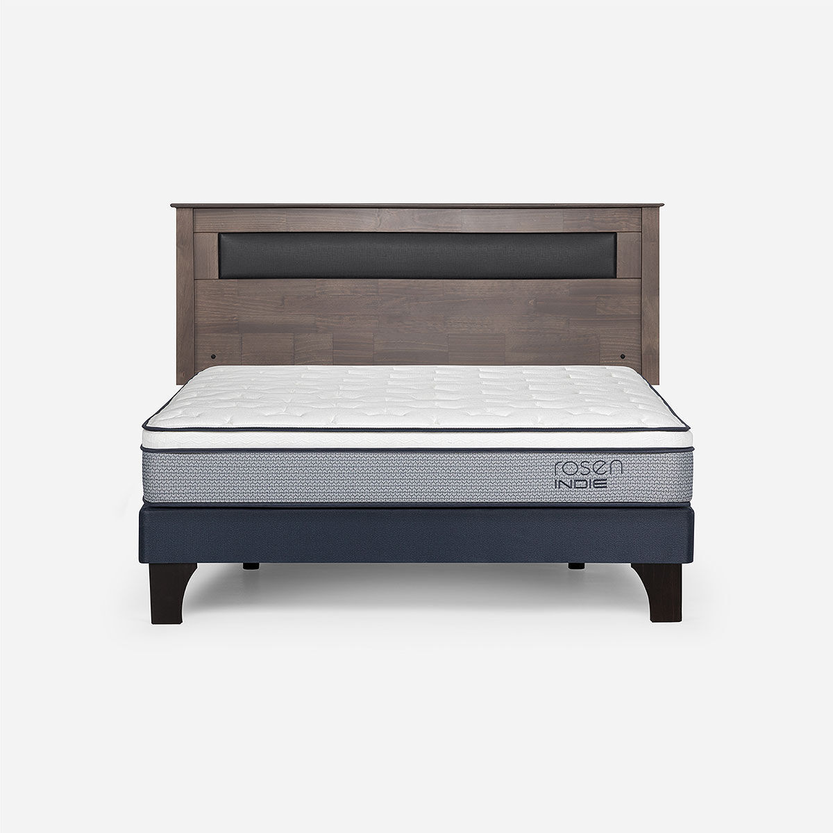 Combo Cama Europea Rosen 2 Plazas Indie BN + Respaldo Ferrara