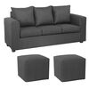 Juego de Living Innovamuebles Marco Sofá 3 Cuerpos + 2 Pouf Gris Oscuro