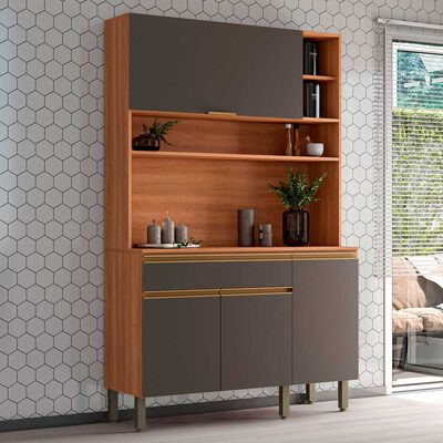 Mueble de Cocina Roca Macadamia Canela Grafito 1 Cajón 4 Puertas