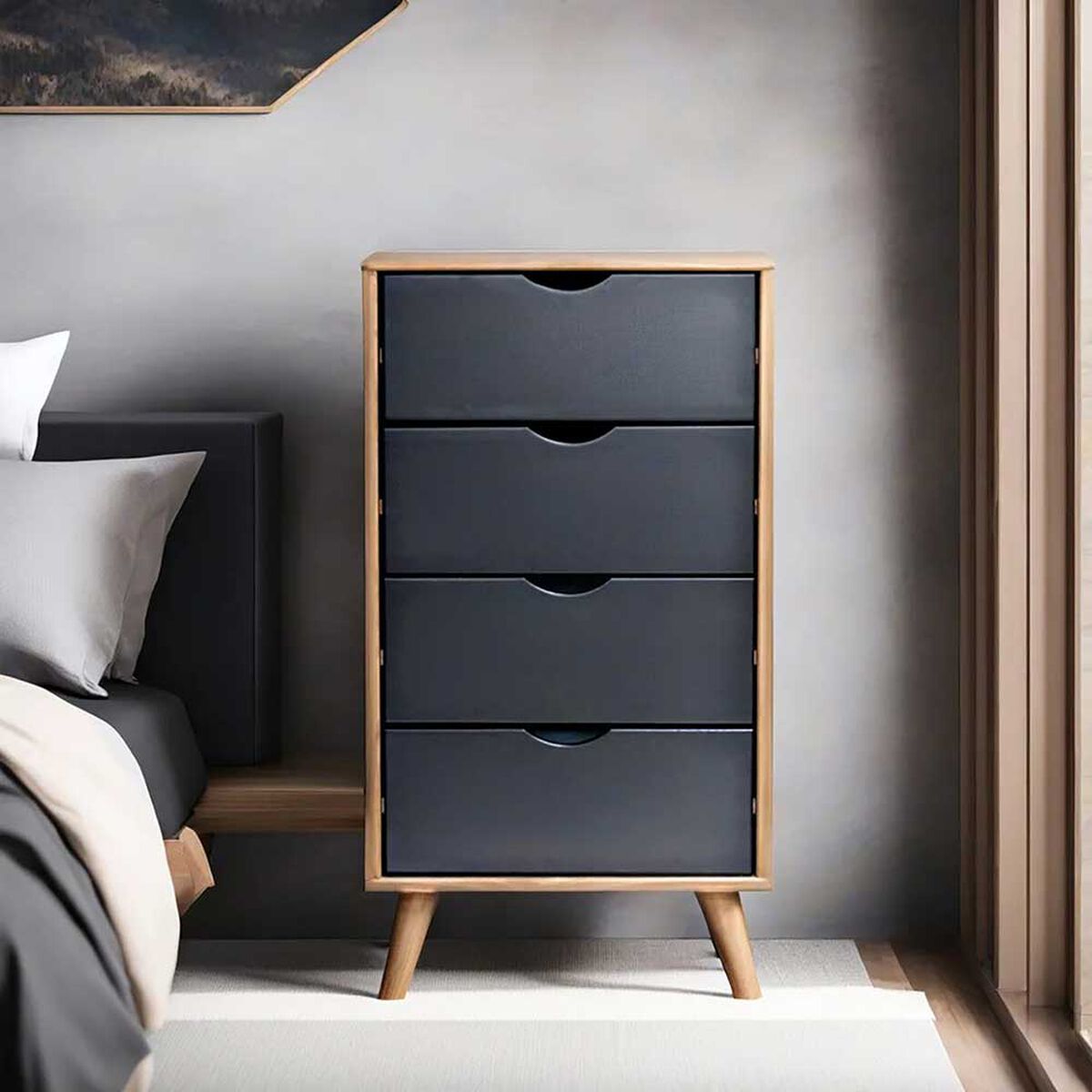 Cómoda Vekkahome Lia 4 Cajones Café