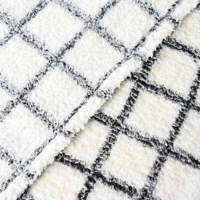 Imagen 2 del producto Frazada American Family Sherpa 1.5 Plazas Cuadros Blanco