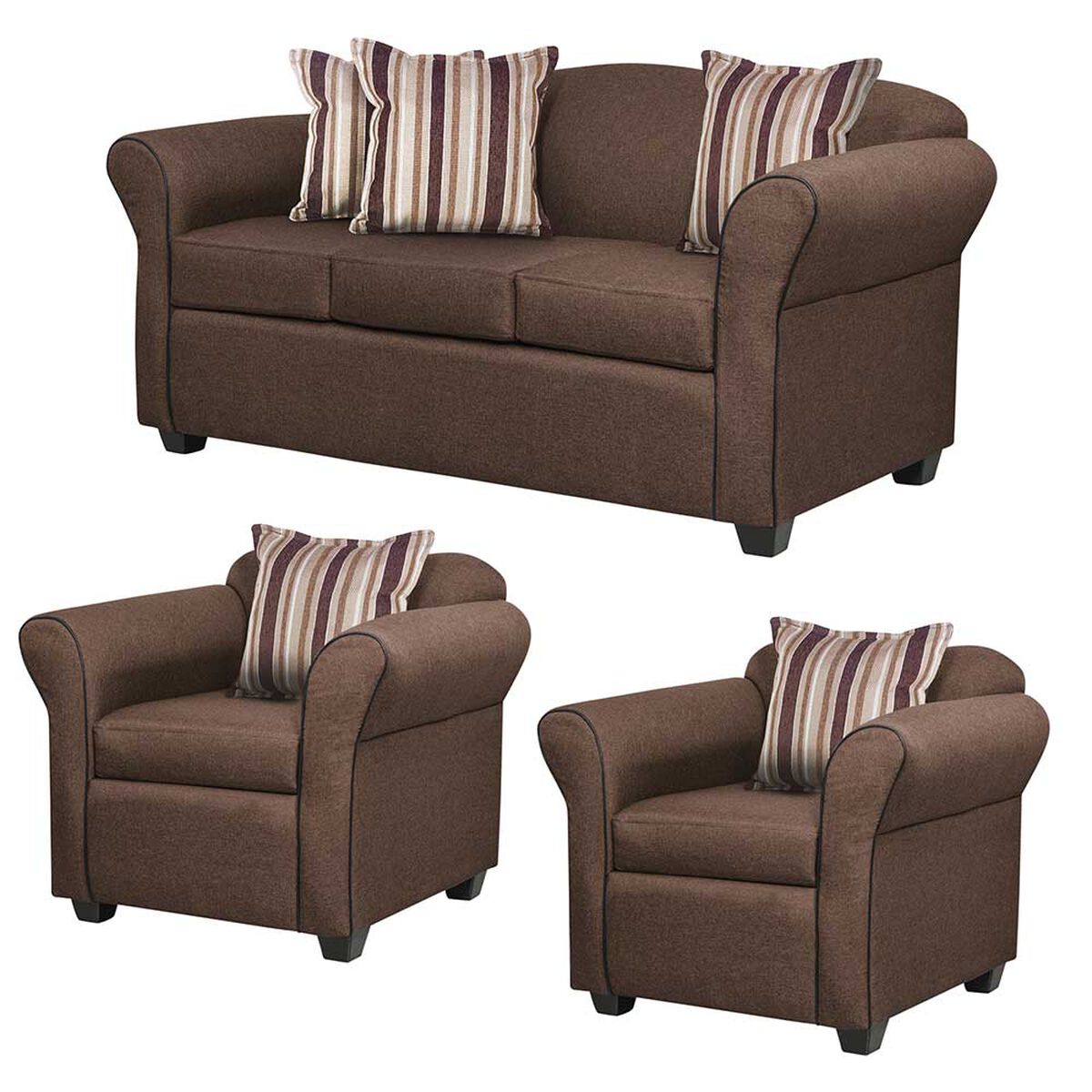 Juego de Living Innovamuebles Ducal Sofá 3 Cuerpos + Dos Sillones 1 Cuerpo Chocolate