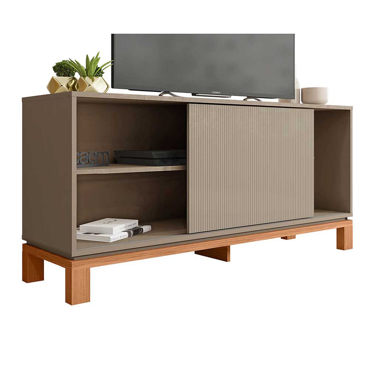 Panel TV 65" + Rack TV 55" + Vitrina + Buffet Decocasa Mondrian Gris