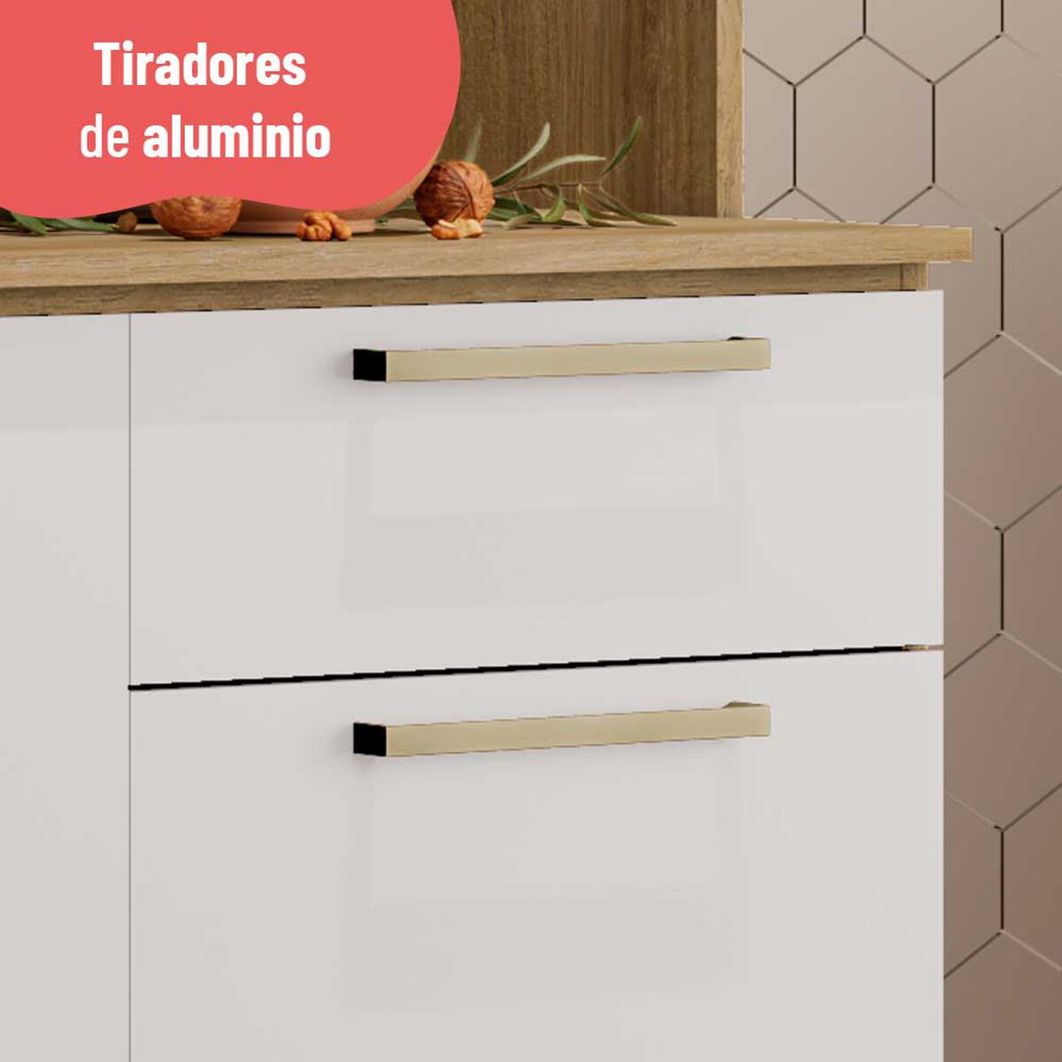 Mueble de Cocina Roca Avela Miel Blanco 1 Cajón 4 Puertas