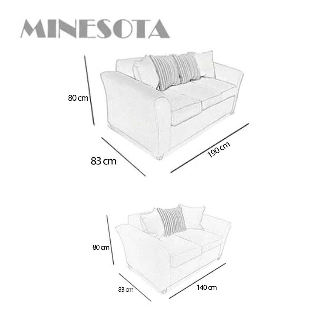 Juego de Living Elegant Detail Minesota Sofá 3 Cuerpos + Sofá 2 Cuerpos Beige