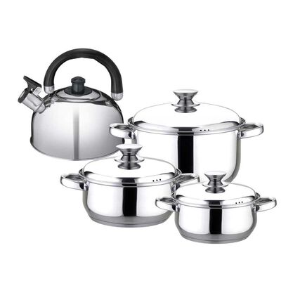 Imagen 1 del producto Batería de Cocina Acero Inoxidable Fantuzzi Pavia 6 Piezas + Tetera Acero Inoxidable Fantuzzi Trinni 2,5 lt