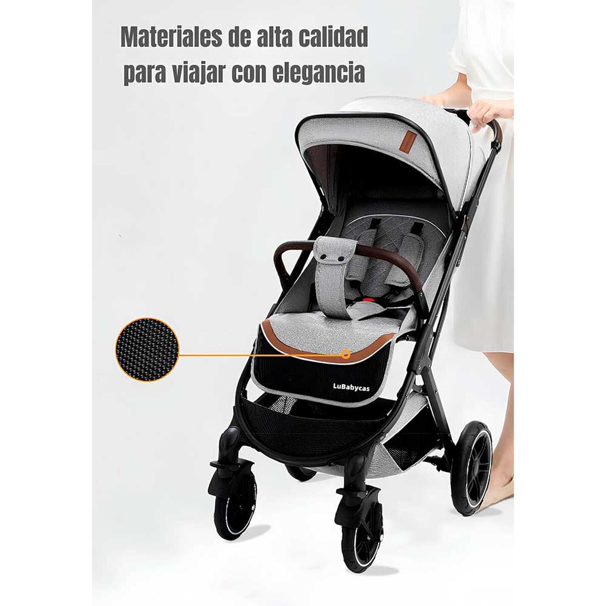 Coche de Paseo con Cubre Pies LuBabycas Gris