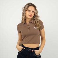 Polera Piqué Crop Manga Corta Mujer Icono Cafe, Navy, Rojo