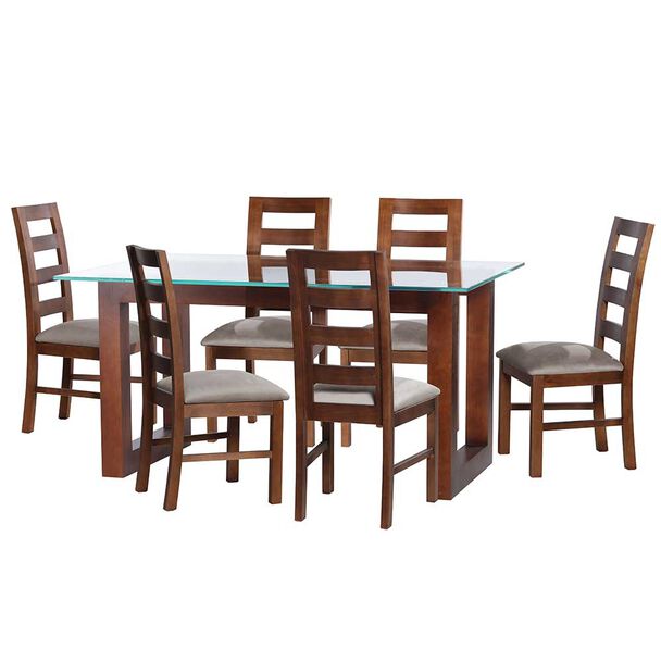 Juego de Comedor Latam Home Pamplona Murcia 6 Sillas Cuero Negro