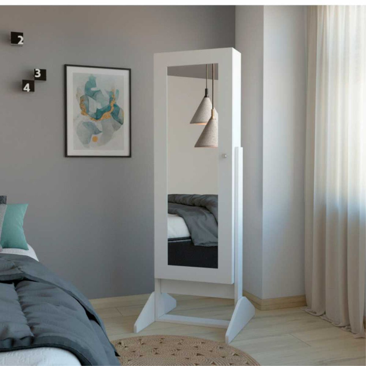 Joyero Tuhome Prisma 1 Puerta con Espejo Integrado Blanco