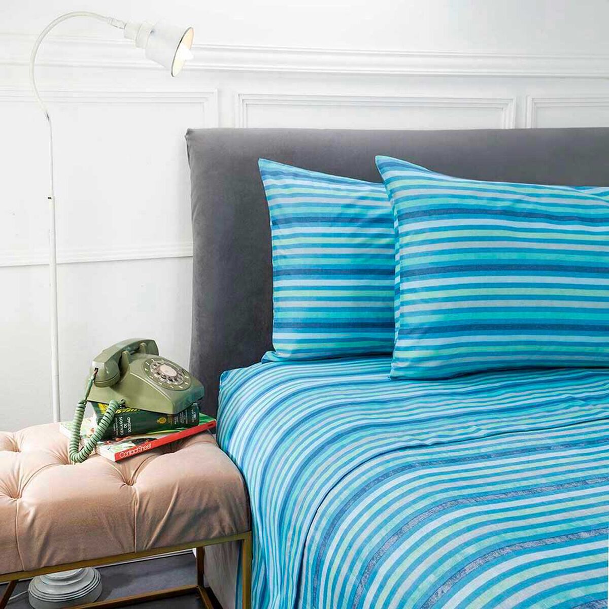 Juego de S&aacute;banas Estampadas Casa Linda 132 Hilos 1 Plaza Lines