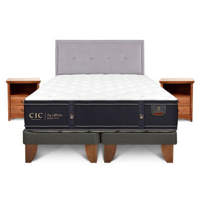 Cama Europea CIC Base Dividida 2 Plazas Grand Premium + Respaldo + Veladores