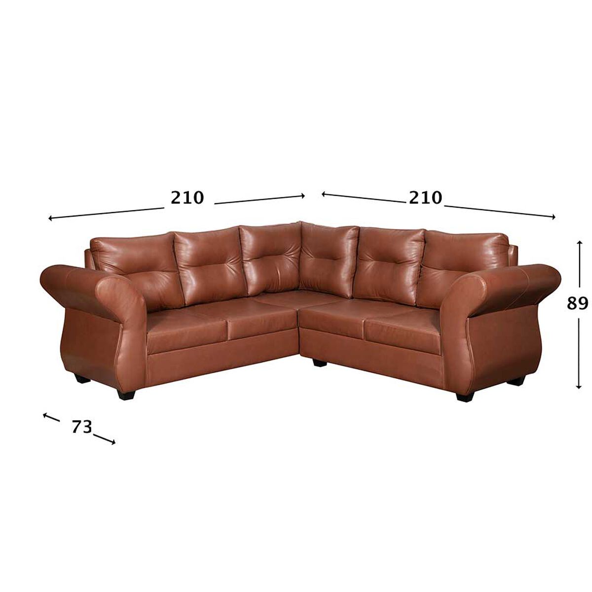 Sofá Seccional Diseño A&M Home Emma Derecho 5 Cuerpos Caoba