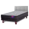Cama Europea Flex 1,5 Plazas Therapedic Plus + Respaldo Royal Gris