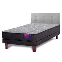 Cama Europea Flex 1,5 Plazas Therapedic Plus + Respaldo Royal Gris