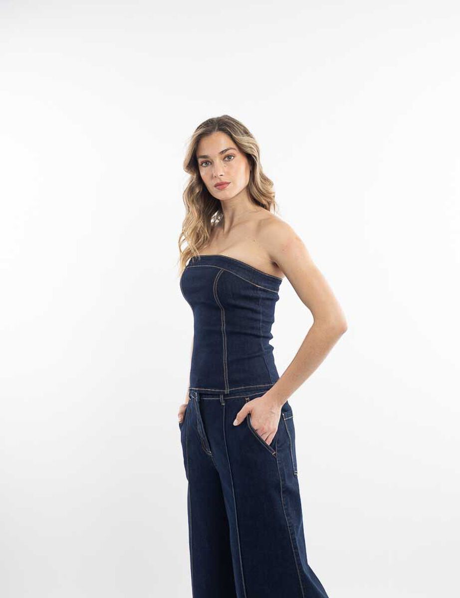 Blusa Corset Denim Mujer Zibel