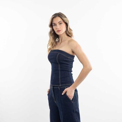 Blusa Corset Denim Mujer Zibel