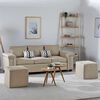 Sofá Mons Sicilia 3 Cuerpos + Dos Pouf 1 Cuerpo Beige