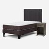 Cama Europea Rosen 1,5 Plazas Ergo T + Respaldo + Velador Grafito