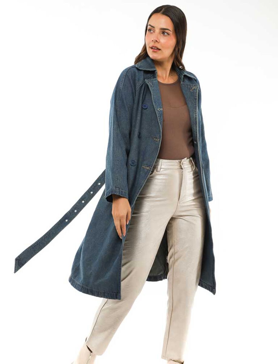 Abrigo Trench Denim Mujer Zibel