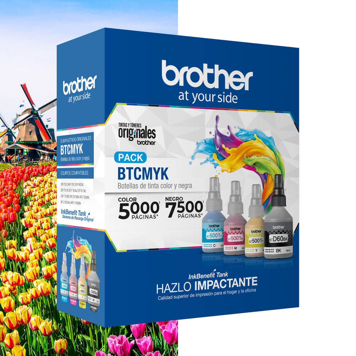 Pack Tintas Brother Botellas BTCMYK Negro - ​​Cyan - Magenta - Amarillo