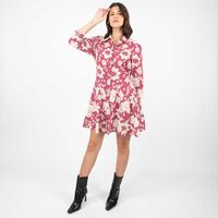 Vestido Estampado Corto Manga 3/4 Mujer Zibel Color-2, Negro