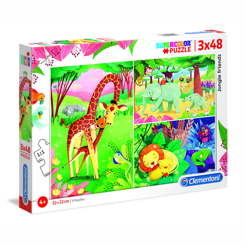 3 Puzzles de 48 Piezas - Amigos de la Jungla | Abc