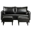 Juego de Living Bodevir Sky PU 00 Sofá 3 Cuerpos + Dos Pouf 1 Cuerpo Negro 