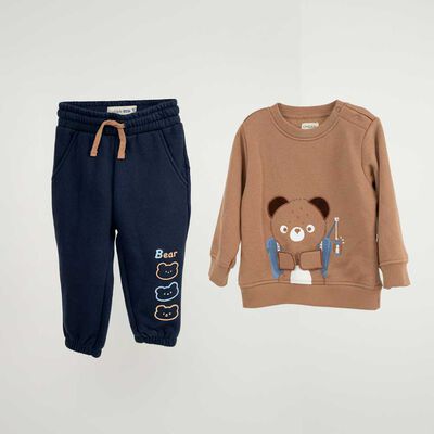 Conjunto Poleron+Buzo Bebo Chess Baby Camel, Oliva