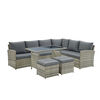 Juego de Terraza Vekkahome Hades Sofá Seccional 6 Cuerpos + Dos Pouf Gris